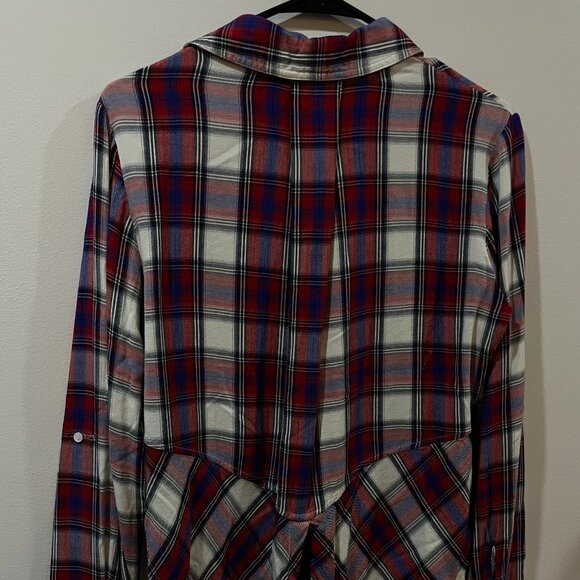 Sam Edelman Flannel Shirt Pockets Split Back Fall Size XS - Picture 2 of 8